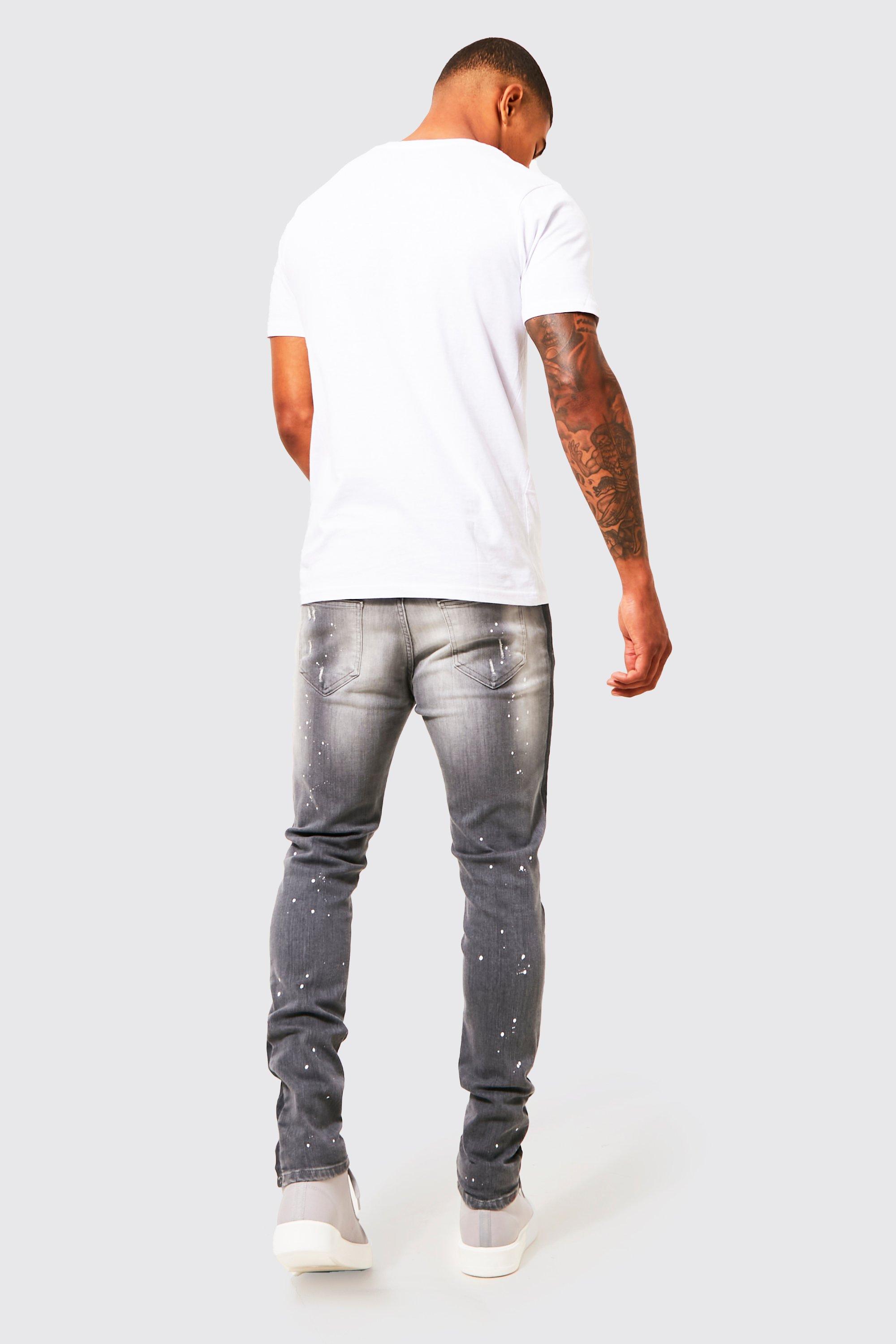 Grey paint store splatter jeans mens